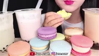 ASMR BOBA BUBBLE TEA, RAINBOW MACARON *TAPIOCA PEARLS 보바 버블티, 레인보우 마카롱, 타피오카 펄 먹방 EATING SOUNDS
