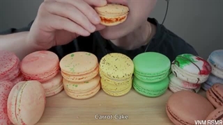 ASMR Rainbow Macarons *Cadbury Egg, Chocolate Cookie, Carrot Cake, Raspberry Nutella, Banana C&C