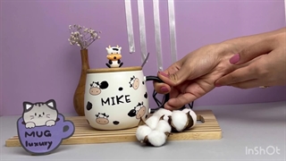 ماگ قهوه طرح گاو درب چوبی