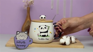 ماگ سرامی درب چوبی طرح پاندا