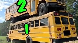 How Many School Buses Can We Stack - MrBeast Short Video 21