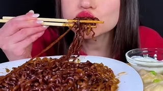 MOMO / DUMPLINGS + BLACK BEAN NOODLES | ASMR MUKBANG | EATING SOUNDS