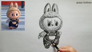 آموزش گام به گام نقاشی کارتونی واقع گرایانه لابوبو